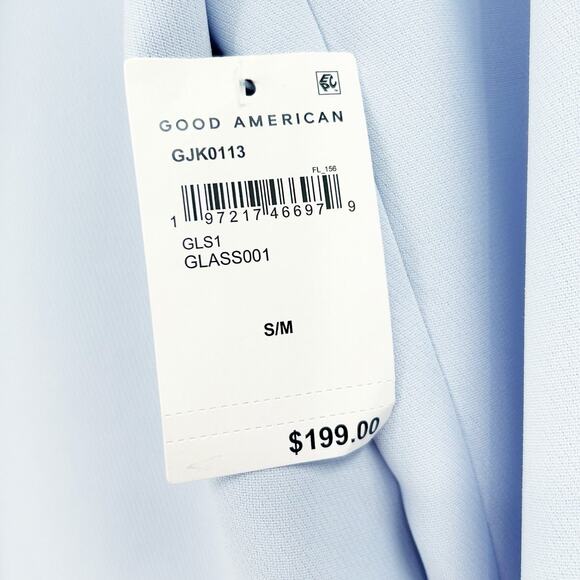 NWT Good American Luxe Suiting Boyfriend Blazer Light Blue Womens Size S/M - Picture 13 of 13